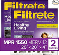 20x20x4, AC Furnace Air Filter, MPR 1550 DP, Healthy Living Ultra Allergen Deep Pleat, 2-Pack (Actual Dimensions 19.88 x