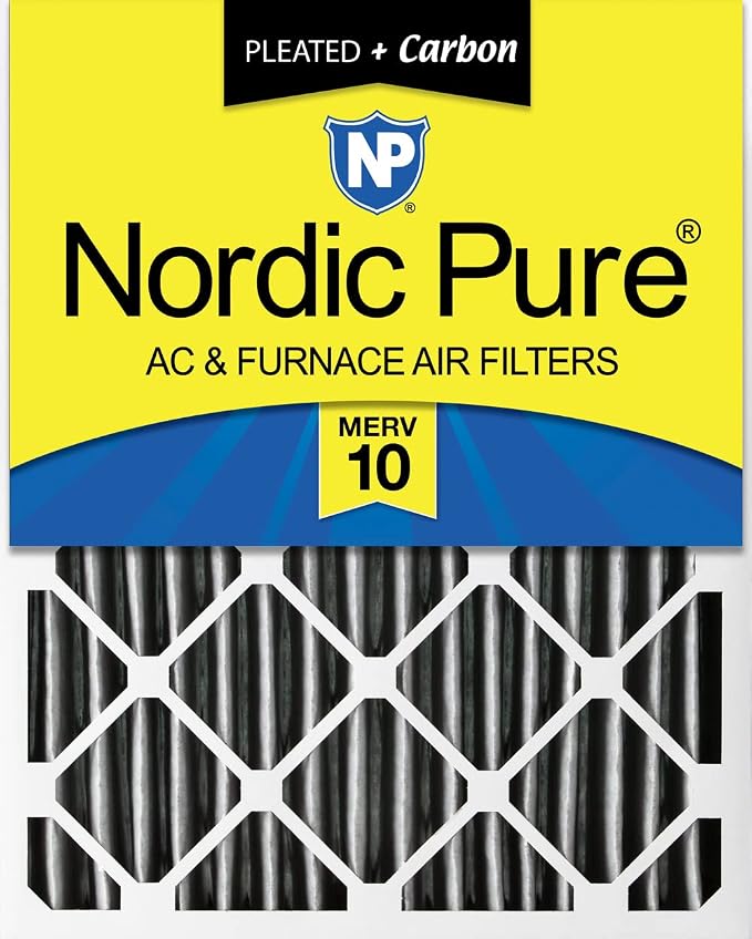 20x20x4 (Actual Size: 19 1/2 x 19 1/2 x 3 5/8) Furnace Air Filters MERV 10 Pleated + Carbon 1 Pack, product image