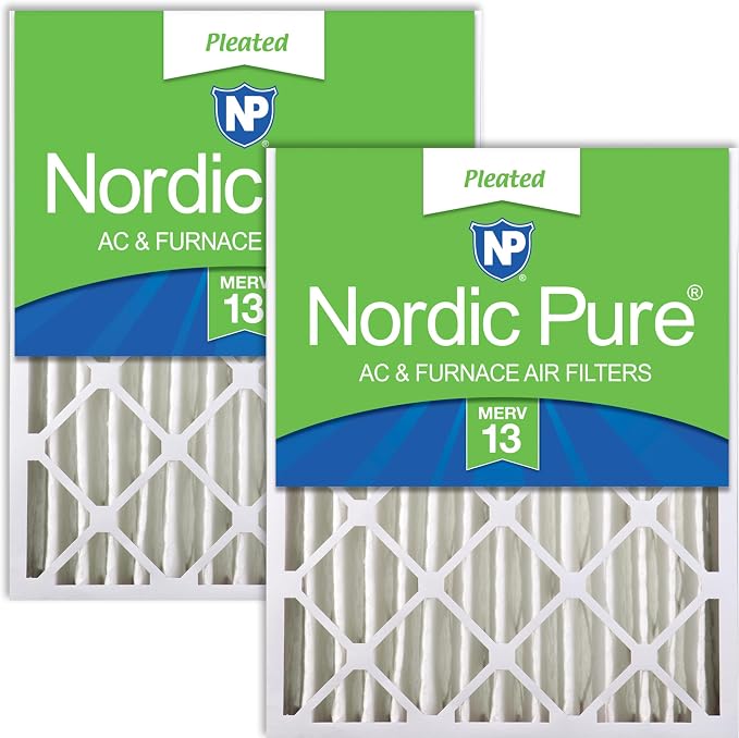 20x20x4 (Actual Size: 19 1/2 x 19 1/2 x 3 5/8) Pleated MERV 13 Air Filters 2 Pack, product image