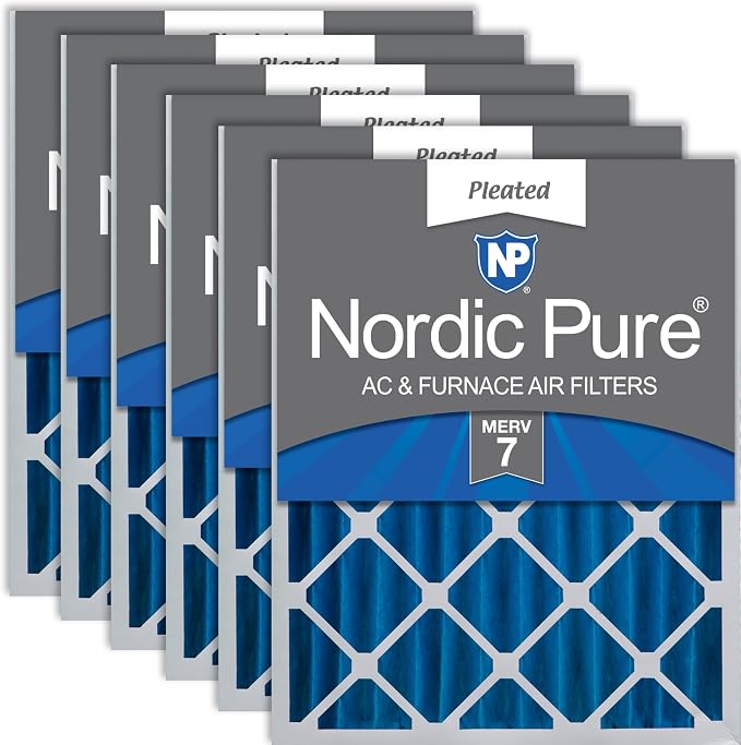 20x20x4 (Actual Size: 19 1/2 x 19 1/2 x 3 5/8) Pleated MERV 7 Air Filters 6 Pack