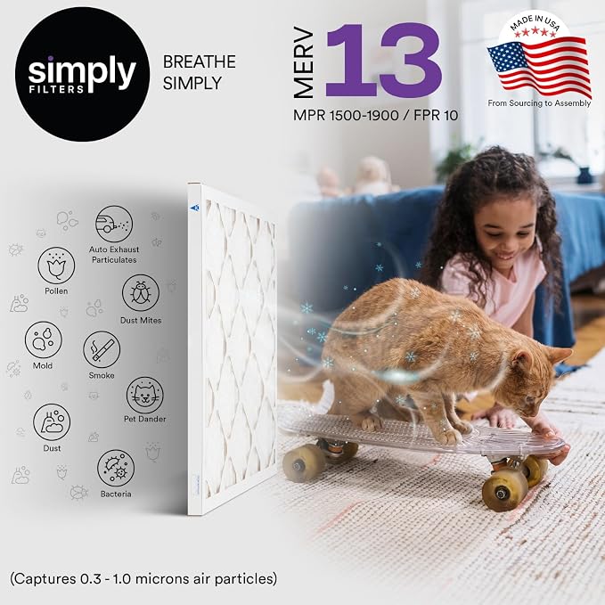 20x20x4 Air Filter, MERV 13, 6 Pack, Furnace Air Filter for HVAC (Actual Size:19.5"x19.5"x3.63") DUST, Pet, & Allergy