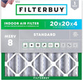 20x20x4 Air Filter MERV 8 Essential Dust & Allergy Defense (1-Pack), Electrostatic Pleated HVAC AC Furnace