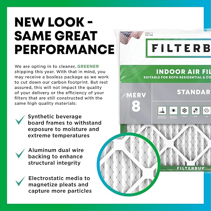 20x20x4 Air Filter MERV 8 Essential Dust & Allergy Defense (1-Pack), Electrostatic Pleated HVAC AC Furnace, alternate view 3
