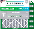 20x20x4 Air Filter MERV 8 Essential Dust & Allergy Defense (6-Pack), Electrostatic Pleated HVAC AC Furnace
