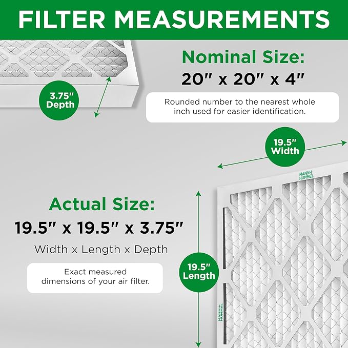 20x20x4 MERV 8 Pleated HVAC AC Furnace Air Filters. Case of 6. (Exact Size: 19.5 x 19.5 x 3.75 Inches), alternate product