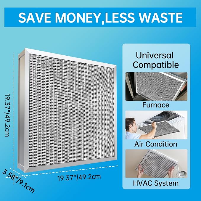 20x20x4 Reusable Electrostatic Air Filter HVAC AC Furnace Filter,Washable, Lasts a Lifetime,Permanent Air Filter,Breathe