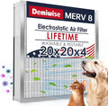 20x20x4 Washable Electrostatic Air Filter, MERV 8 Aluminum AC/HVAC Furnace Filter, Reusable Permanent Air Filter, Lasts a