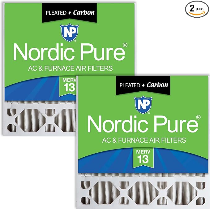 20x20x5 (Actual Size: 19 5/8 x 19 7/8 x 4 3/8) Replacement Furnace Filters MERV 13 Plus Carbon 2 Pack