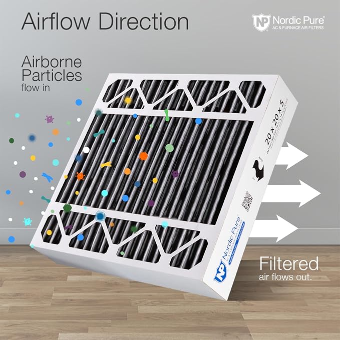 20x20x5 (Actual Size: 19 5/8 x 19 7/8 x 4 3/8) Replacement Furnace Filters MERV 8 Plus Carbon 4 Pack, alternate