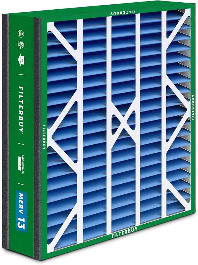 20x20x5 Air Filter MERV 13 Optimal Smoke & Allergy Defense (3-Pack), Electrostatic Pleated HVAC AC Furnace Filters for