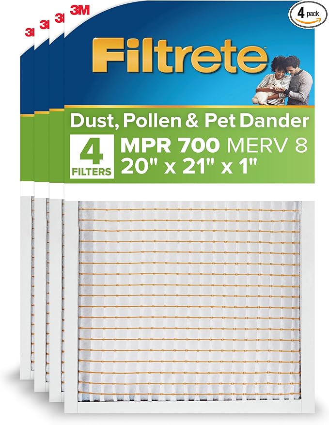 20x21x1 AC Furnace Air Filter, MPR 700, MERV 8, Tough on Pollen, Easy on Airflow, product image