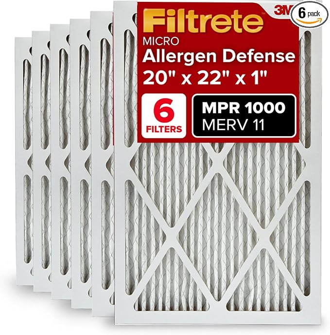 20x22x1 AC Furnace Air Filter, MERV 11, MPR 1000, Micro Allergen Defense, product image