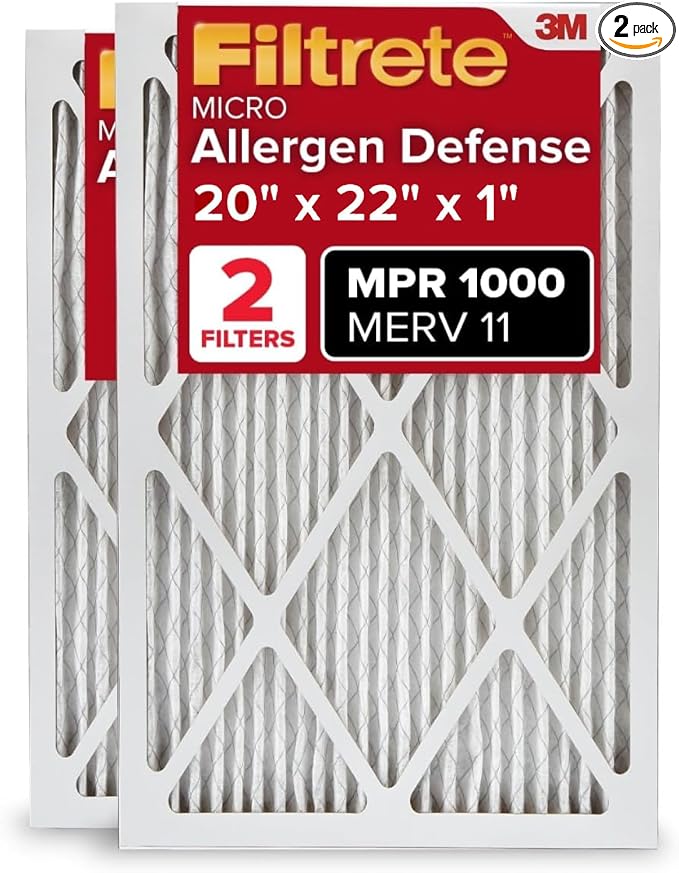 20x22x1 AC Furnace Air Filter, MERV 11, MPR 1000, Micro Allergen Defense, product image