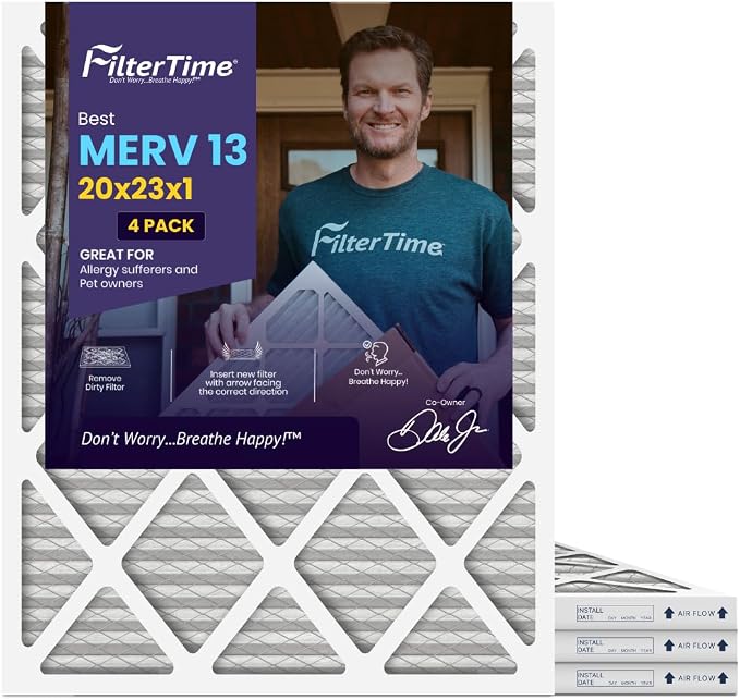 20x23x1, AC Furnace Air Filter, MERV 13, 4-Pack (exact dimensions 19.5 x 22.5 x 0.75), AC Filter, Furnace Filter, Home Air