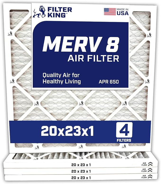 20x23x1 Air Filter | 4-PACK | Carbon MERV 8 HVAC Pleated A/C Furnace Filters | MADE IN USA | Actual Size: 19.5 x 22.5 x.75"