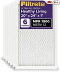 20x24x1 AC Furnace Air Filter, MERV 12, MPR 1500, CERTIFIED asthma & allergy friendly, product image
