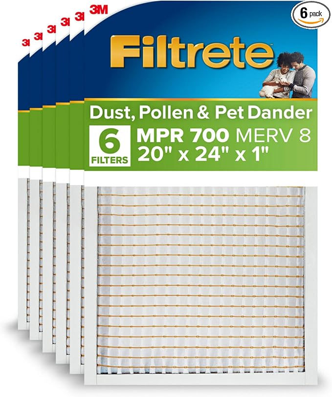 20x24x1 AC Furnace Air Filter, MPR 700, MERV 8, Tough on Pollen, Easy on Airflow, product image