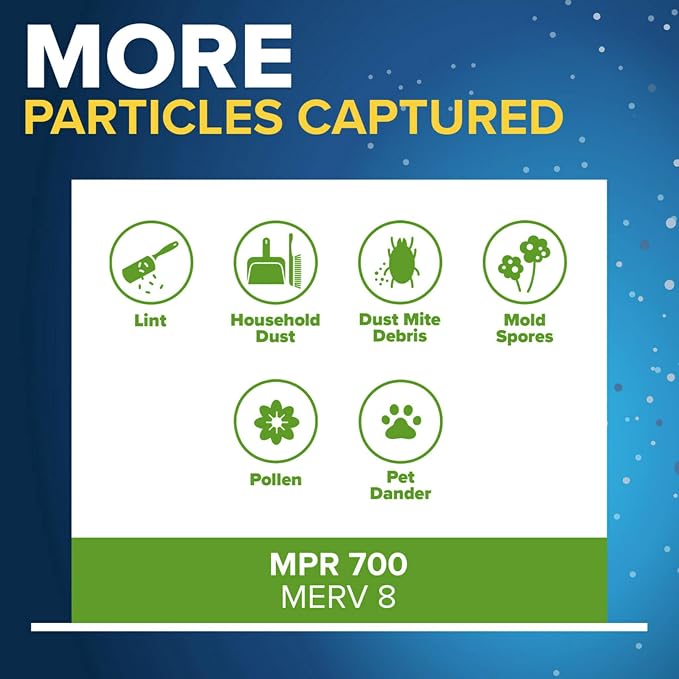 20x24x1 AC Furnace Air Filter, MPR 700, MERV 8, Tough on Pollen, Easy on Airflow, alternate product view 4