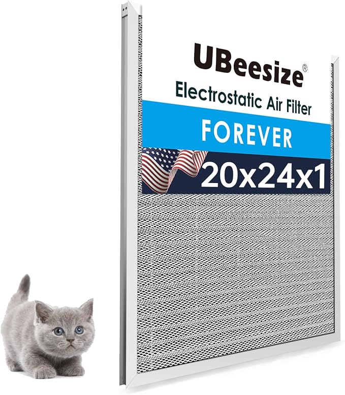 20x24x1 Reusable Electrostatic Air Filter HVAC AC Furnace Filter,MERV 8,Washable,Lasts a Lifetime,Permanent Air