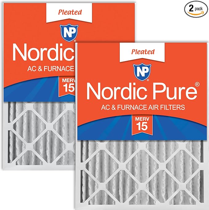 20x24x4 (Actual Size: 19 3/8 x 23 3/8 x 3 5/8) Pleated MERV 15 Air Filters 2 Pack