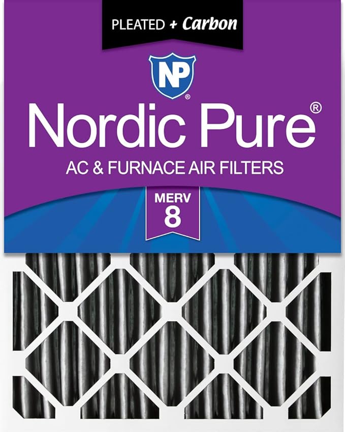 20x24x4 (Actual Size: 19 3/8 x 23 3/8 x 3 5/8) Pleated Plus Carbon Air Filters MERV 8 1 Pack
