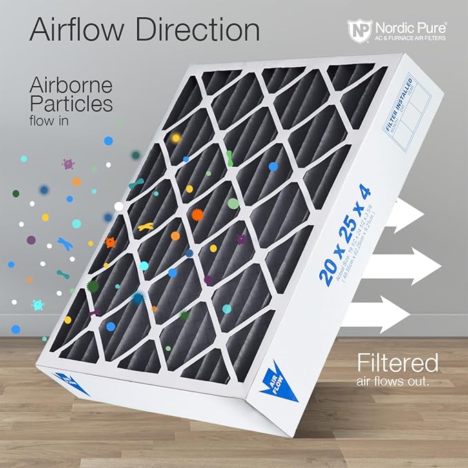 20x24x4 (Actual Size: 19 3/8 x 23 3/8 x 3 5/8) Pleated Plus Carbon Air Filters MERV 8 1 Pack, alternate view 8