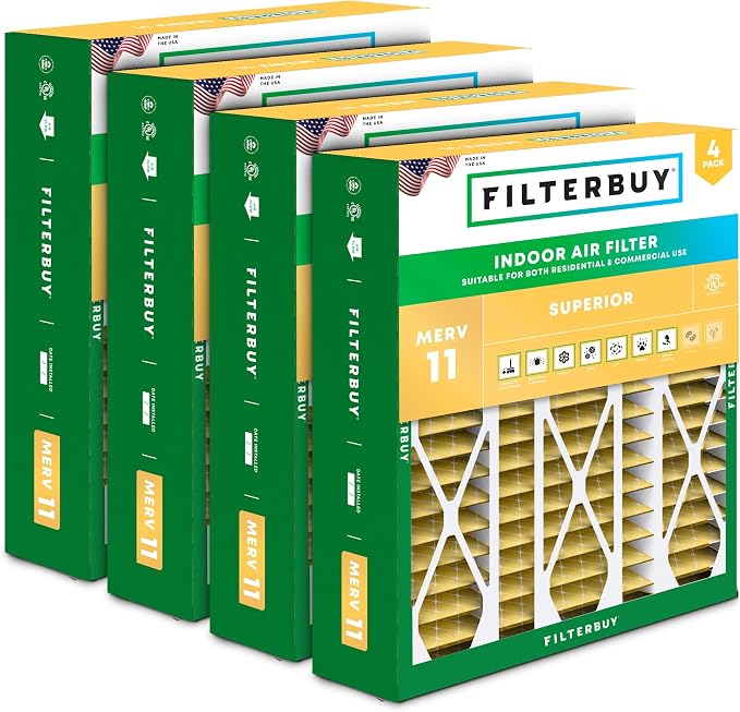 20x25.25x3.5 Air Filter MERV 11 Superior Pet & Allergy Defense (4-Pack), product image