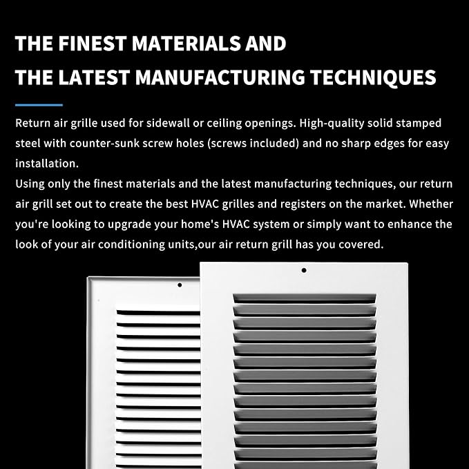 20x25 Air Return Grille(Duct Opening Size),Air Return Vent Cover,Flat Vent Cover,Rejillas De Aire Acondicionado para