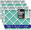 [20x25x1, 4-PK] MERV 11+ Odor Defense HVAC AC Furnace Filter w/Rigid Frame, Clog-Free Design, product image