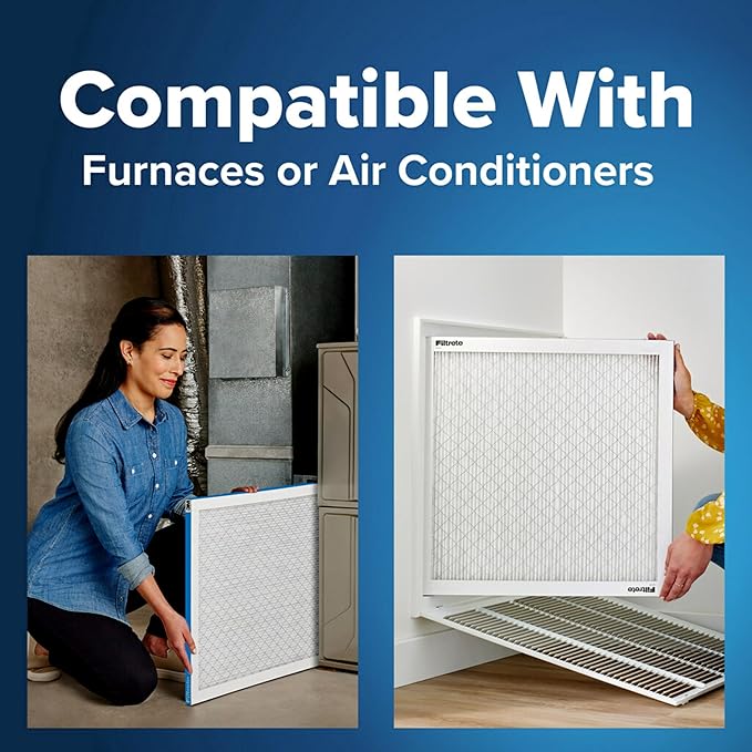 20x25x1 AC Furnace Air Filter, MERV 13, MPR 1900, Premium Allergen, Bacteria & Virus Filter, 3-Month Pleated 1-Inch