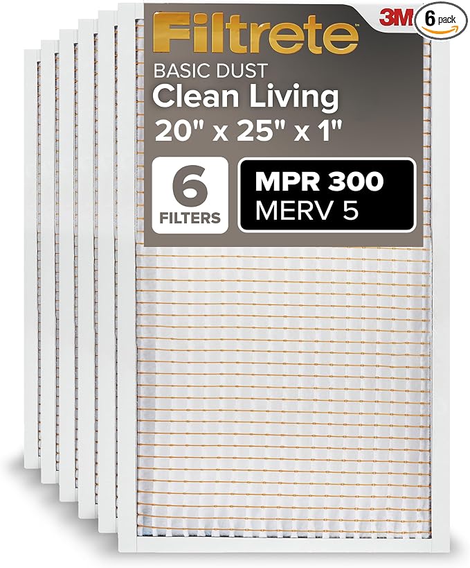 20x25x1 AC Furnace Air Filter, MERV 5, MPR 300, Capture Unwanted Particles, product image