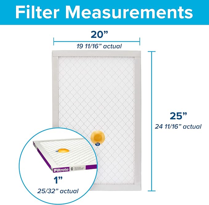 20x25x1 AC Furnace SMART Air Filter, MERV 12, MPR 1500, Track Filter Life With Bluetooth Enabled Sensor, CERTIFIED asthma &