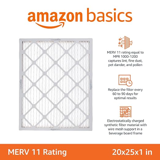 20x25x1 Air Filter 6-Pack, MERV 11 AC Furnace Filters, Dust, Pet, Allergy Control, Electrostatic, alternate product view 2
