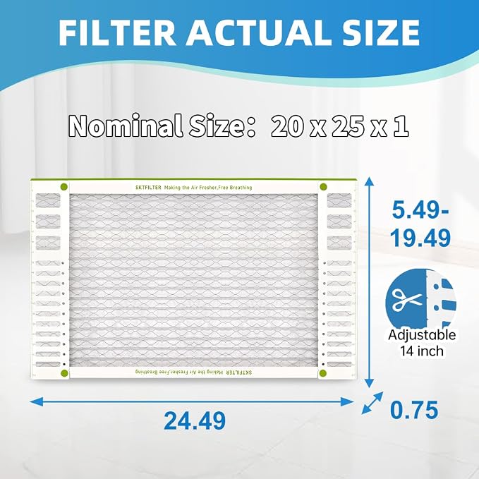 20x25x1 Air Filter AC Furnace MERV 13 Comparable with MPR 1900 FPR 10 HVAC Air Condition cabin Vent Fan, alternate view 2