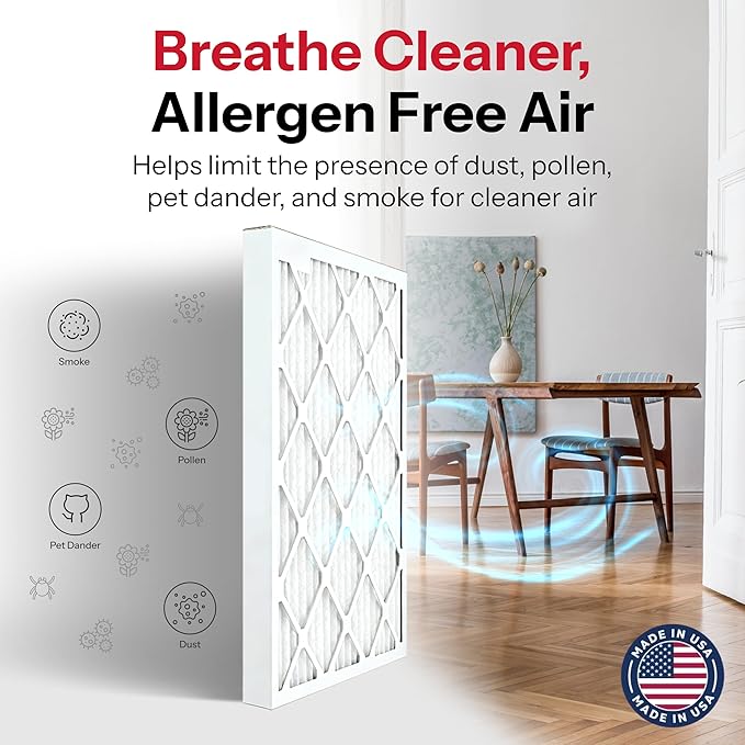 20x25x1 Air Filter by MERV 11 Pleated Furnace Filter HVAC AC Filters - Made in the USA - 6 Pack, alternate product view 2
