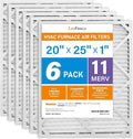 20x25x1 Air Filter MERV 11 6-Pack, Electrostatic Pleated AC Furnace Air Filter, Captures Dust, Smog & Pet