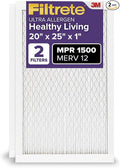 20x25x1 Air Filter MERV 12, MPR 1500 Certified Asthma & Allergy Friendly 2-Pack, AC Furnace HVAC Filters for Home, product