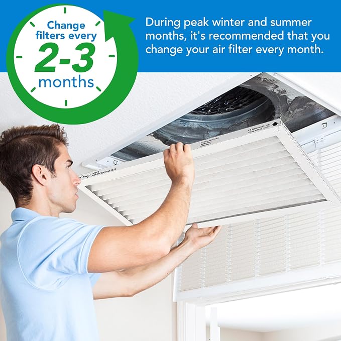 20x25x1 Air Filter MERV 8 4-Pack, Electrostatic Pleated Furnace & AC Filter, Captures Dust, Pet Hair, Pollen, Actual Size