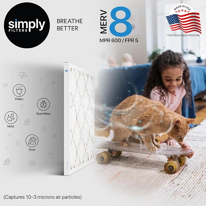 20x25x1 Air Filter, Merv 8, MPR 600, 12 Pack, Furnace Air Filter for HVAC (Actual Size: 19.75"x24.75"x0.75") DUST, Pet, &