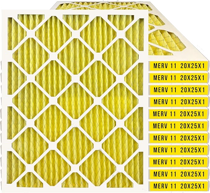 20x25x1 Enhanced Defense MERV 11 Pleated HVAC Air Conditioner Furnace Replacement Air Filter, 12-Pack (Actual Filter