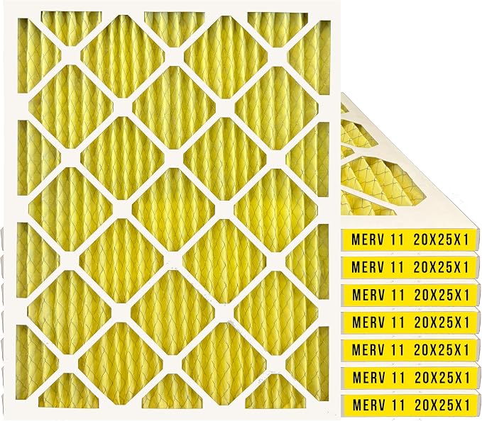 20x25x1 Enhanced Defense MERV 11 Pleated HVAC Air Conditioner Furnace Replacement Air Filter, 8-Pack (Actual