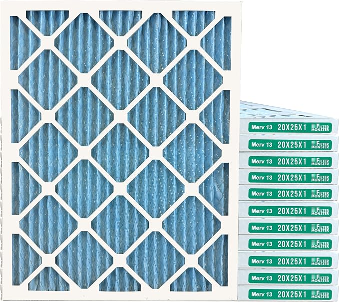 20x25x1 Ultimate Defense Defense MERV 13 Pleated HVAC Air Conditioner Furnace Replacement Air Filter, 12-Pack (Actual Filter