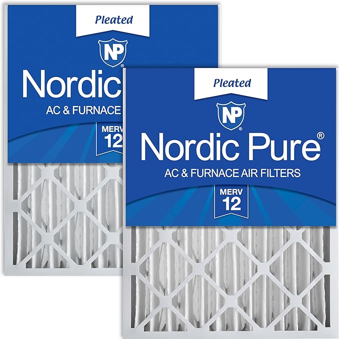 20x25x4 (19_1/2 x 24_1/2 x 3_5/8) Pleated MERV 12 Air Filters 2 Pack, product image