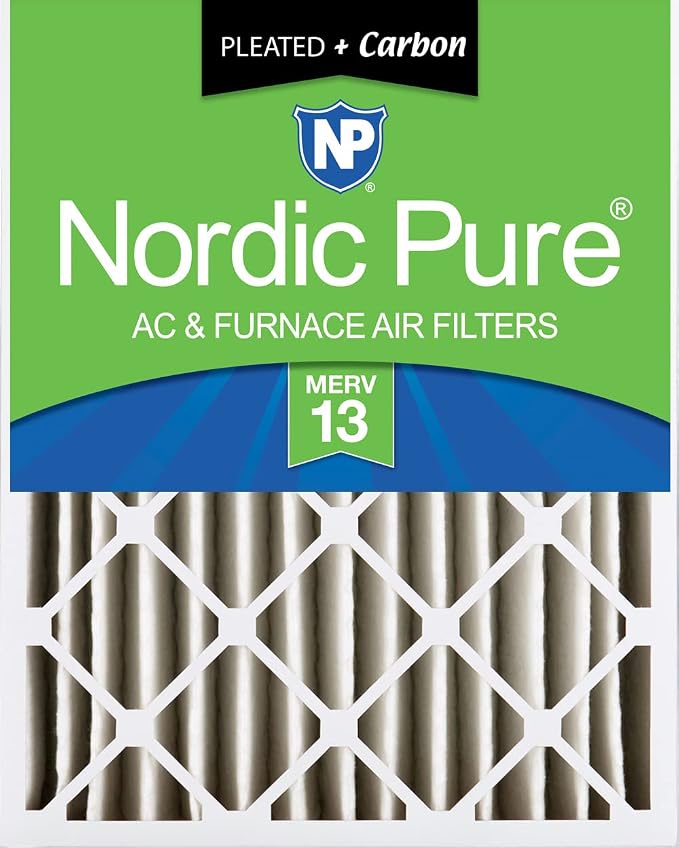 20x25x4 (Actual Size: 19 1/2 x 24 1/2 x 3 5/8) Pleated Air Filters MERV 13 Plus Carbon 1 Pack, product image