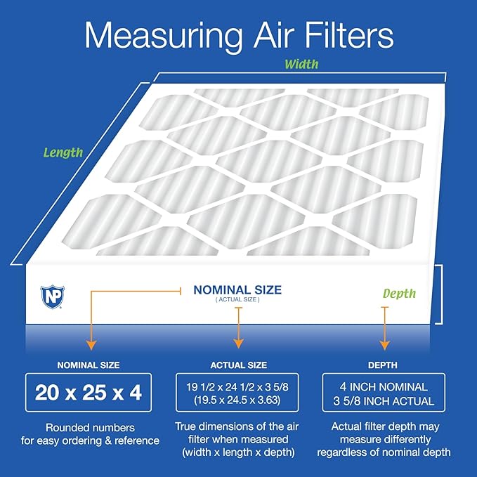 20x25x4 (Actual Size: 19 1/2 x 24 1/2 x 3 5/8) Pleated Air Filters MERV 13 Plus Carbon 1 Pack, alternate product view 2