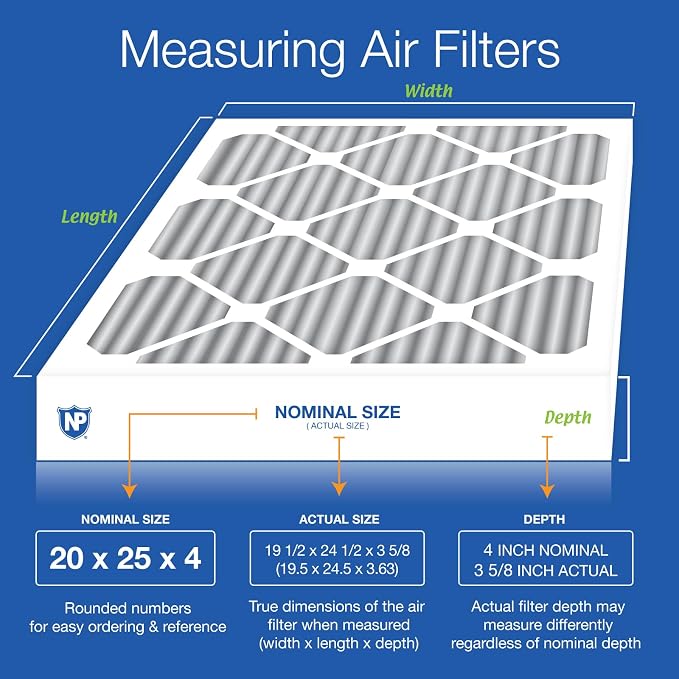 20x25x4 (Actual Size: 19 1/2 x 24 1/2 x 3 5/8) Pleated Air Filter MERV 12 Plus Carbon 1 Pack, alternate product view 2