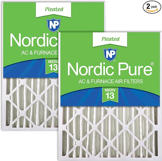 20x25x4 (Actual Size: 19 1/2 x 24 1/2 x 3 5/8) Pleated MERV 13 Air Filters 2 Pack, product image