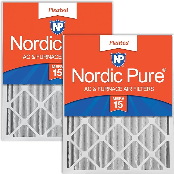 20x25x4 (Actual Size: 19 1/2 x 24 1/2 x 3 5/8) Pleated MERV 15 Air Filters 2 Pack, product image