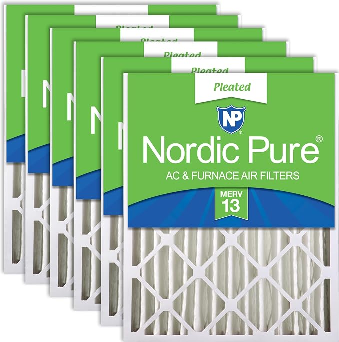 20x25x4 (Actual Size: 19 1/2 x 24 1/2 x 3 5/8) Pleated MERV 13 Air Filters 6 Pack, product image