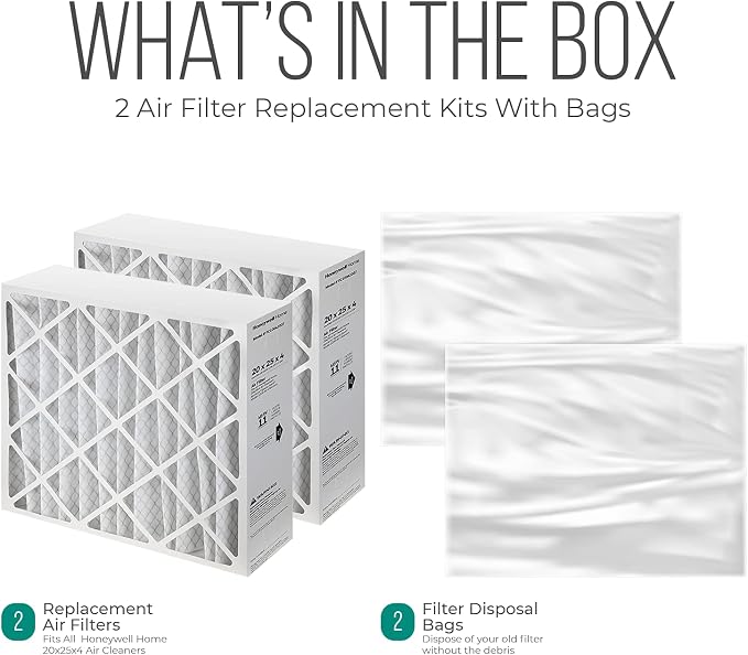 20x25x4 Furnace Filters, FC100A1037 Filter Replacement, Merv 11 Filter Media with Disposal Bag (2 Pack) 2 Pack 4.38 inches